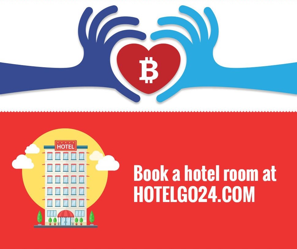 Book a hotel room and donate bitcoins!